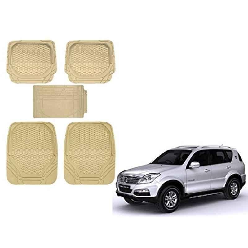 Kozdiko 5 Pcs 8855TW Beige Car Foot Mat Set for Mahindra Rexton, koz_41859