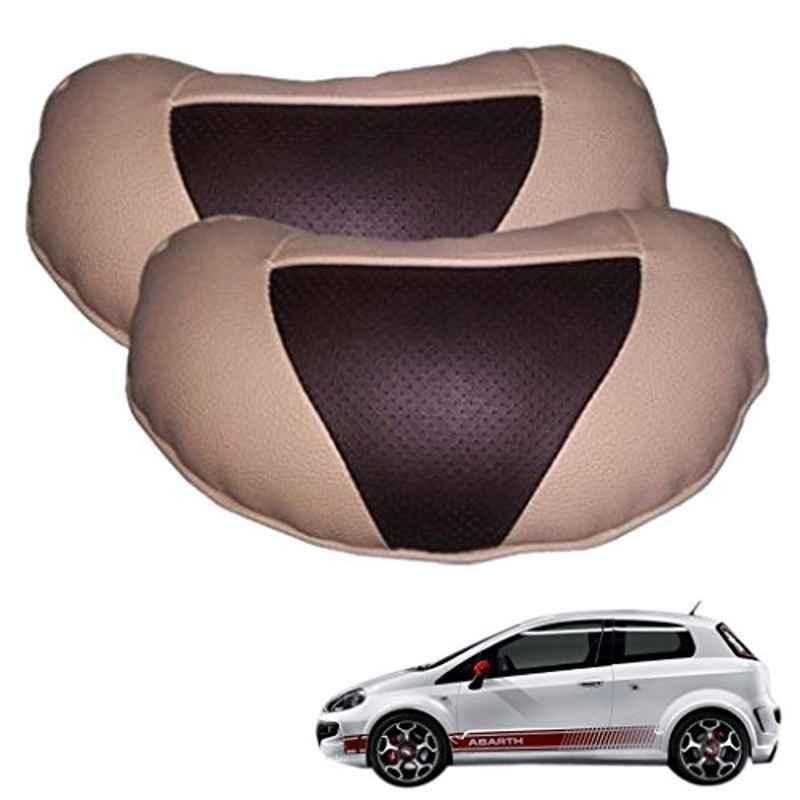 Kozdiko 2 Pcs Brown & Beige Neck Rest Set for Fiat 500 Abarth
