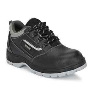 Kavacha S123 Pure Leather Black Steel Toe Work Safety Shoes, Size: 6