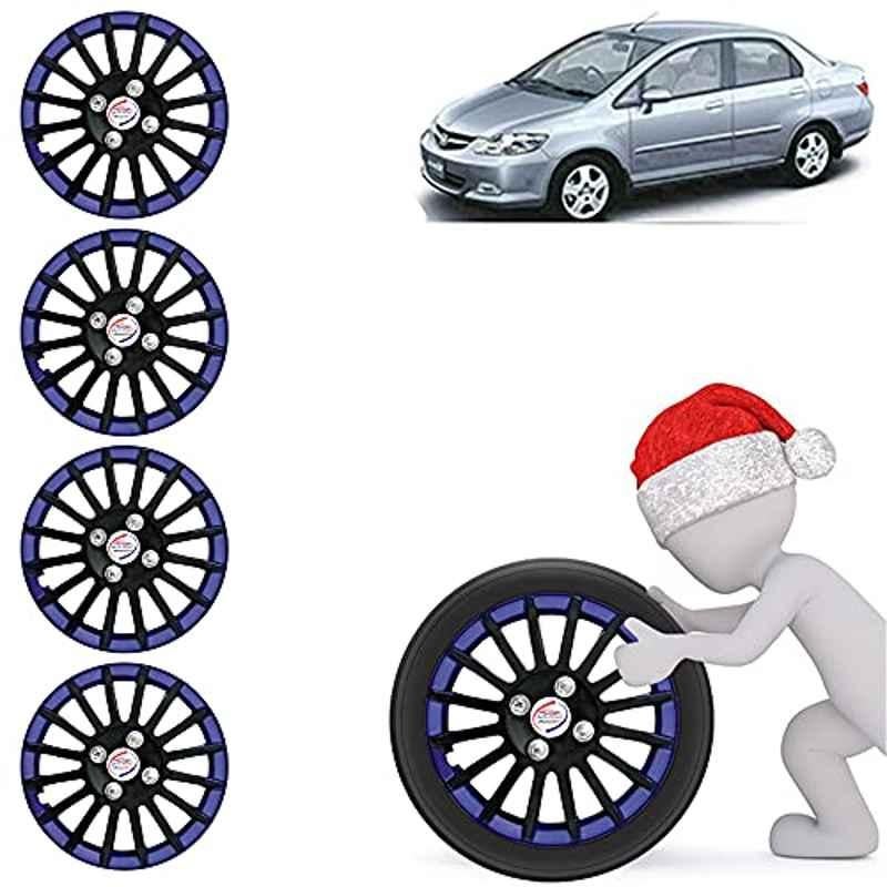 Auto Pearl 4 Pcs 14 inch ABS Black & Blue Press Fitting Wheel Cover Set for Honda City ZX