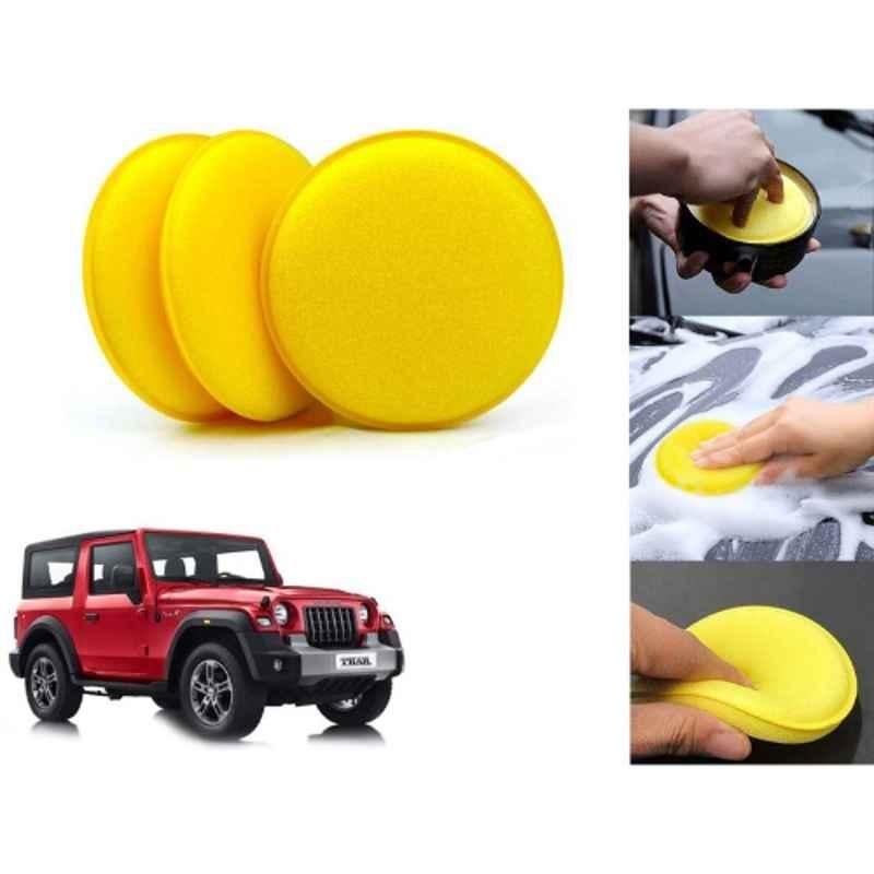 Auto Pearl Polyurethane Beige Washing & Waxing Polish Foam Sponge for Thar 2020 (Pack of 3)
