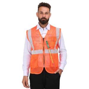 Club Twenty One Workwear Dixon Polyester Orange Safety Reflective Vest Jacket, 1002, Size: XXL (Pack of 5)