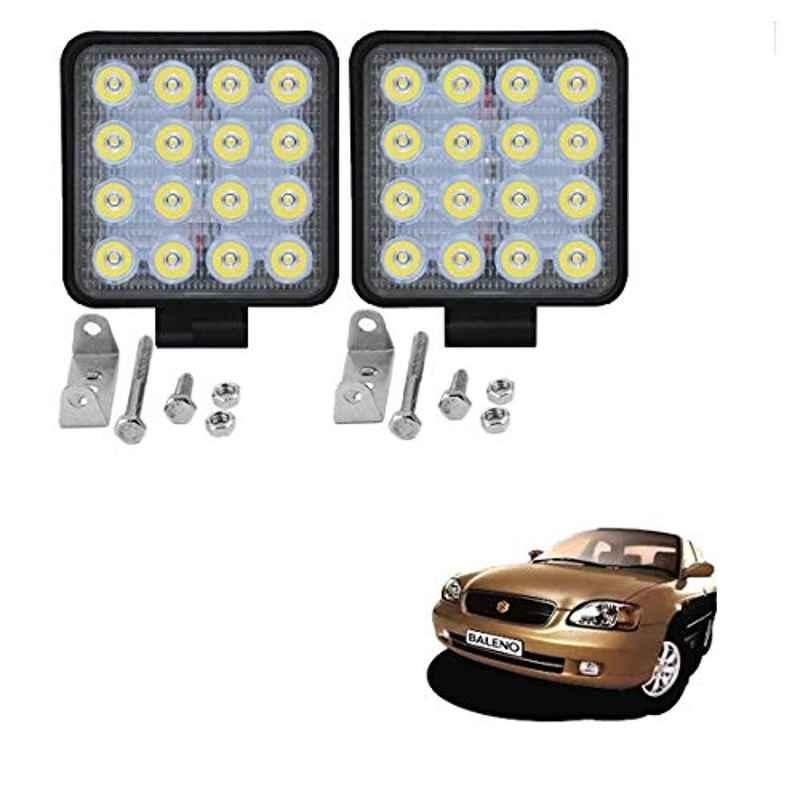 Kozdiko 2 Pcs 48W 16 LED White Bright Beam Square Fog Light Set for Maruti Suzuki Baleno, koz_92781