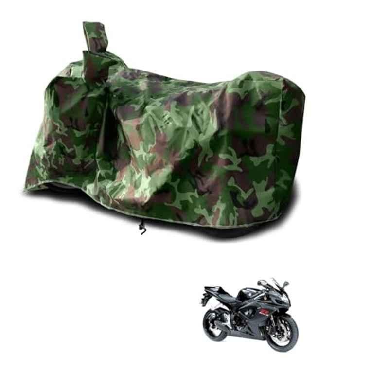 Kozdiko Polyester Jungle Print Waterproof Bike Body Cover with Mirror Pockets & Buckle Belt for Suzuki Gixxer 600