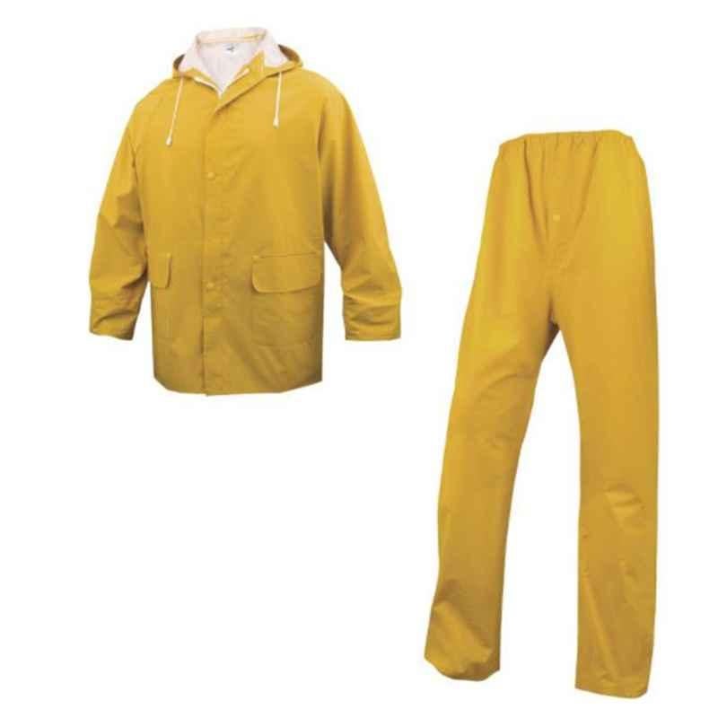 Deltaplus EN 304 PVC Coated Polyester Yellow Rain Coat, Size: Large