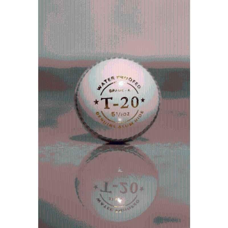 KHX Hub T-20 Standard White Cricket Leather Ball