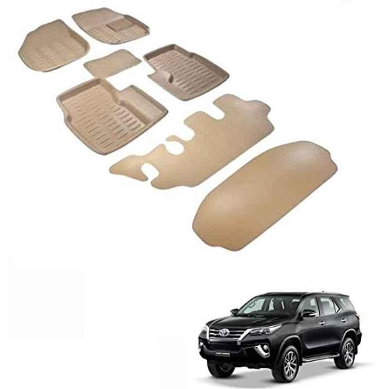 Kozdiko 7 Pcs 3D Beige Car Foot Mat Set for Toyota Fortuner 2016, koz_67976