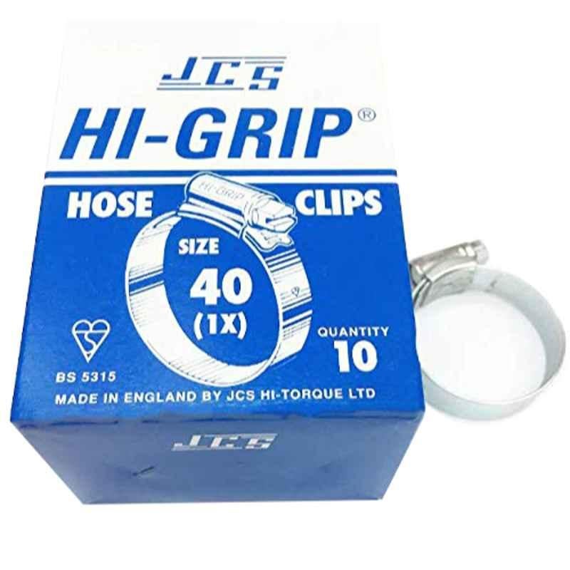 JCS HI-Grip 40mm Zinc Plated Hose Clips (Pack of 10)
