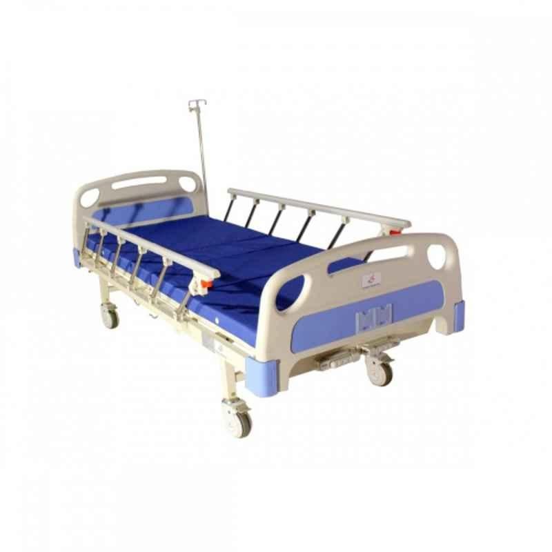 Wellsure Healthcare WSH-1206 Mild Steel Pre-Treated Epoxy Powder Coated Plain Bed with Side Railing, Mattress & Wheel