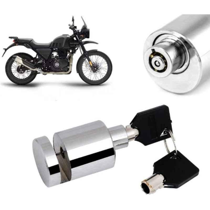 Auto Pearl Stainless Steel Silver Heavy Duty Anti Theft Motorcycle Disc Brake Lock, Lock-382