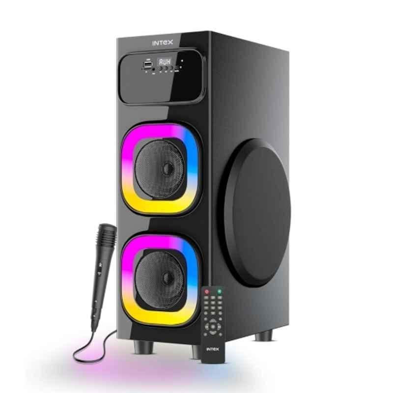 Intex Thunder 800 (S) 80W Black Powerful Dynamic Bass Tower Speaker with Wired Mic, RGB Lights, LED Display, 8 inch Woofer & Fully Remote Control
