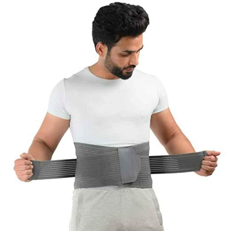 K Squarians Cotton Grey Lumbar Sacral Belt for Back Pain, 4001, Size: S