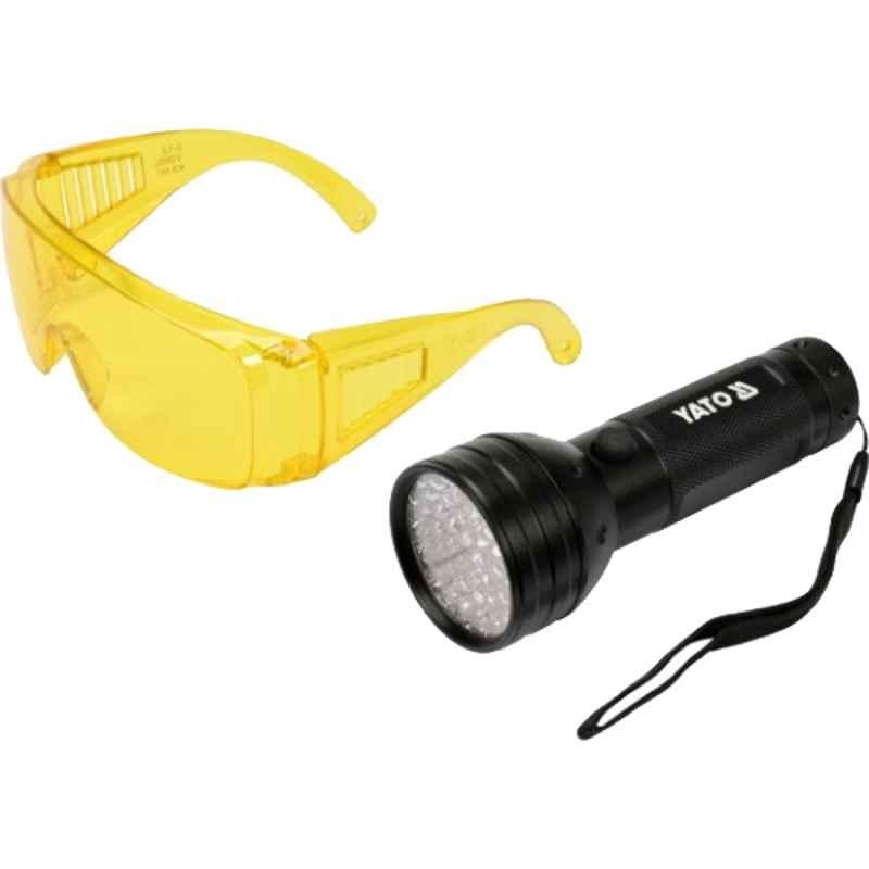 Yato 395nm Black UV 51 LED Torch & Goggle Combo, YT-08581
