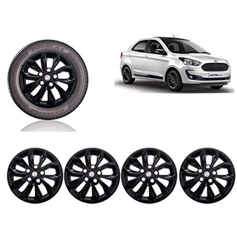 Auto Pearl 4 Pcs 14 inch ABS Black Car Wheel Cover Set for Ford Figo Aspire 2019
