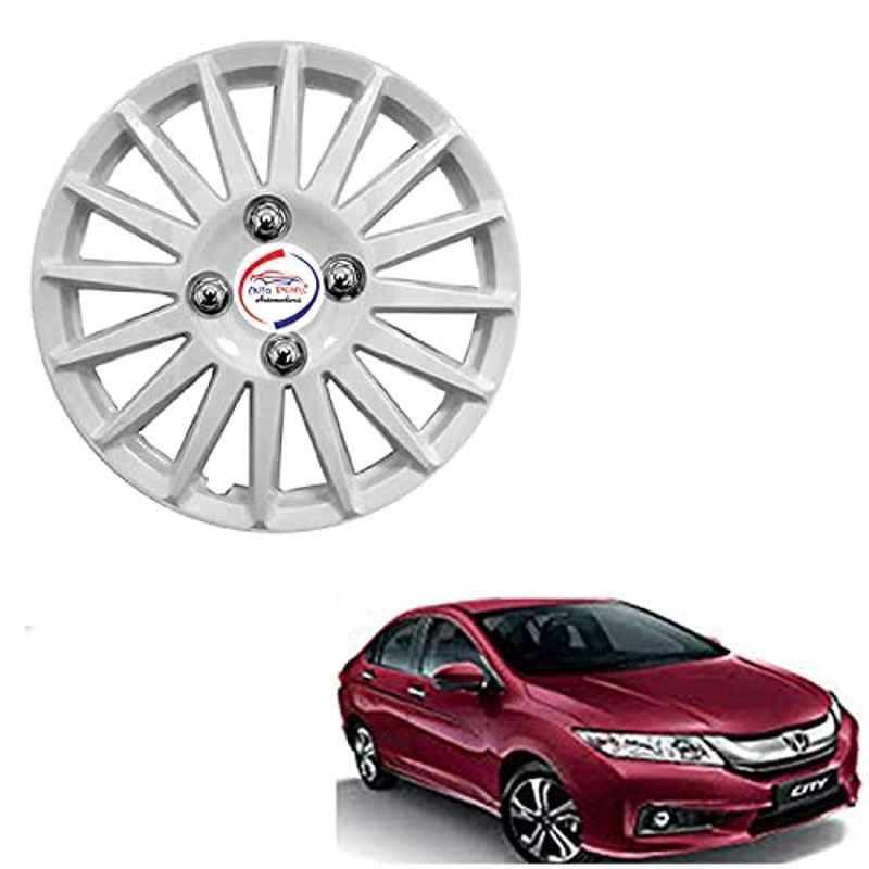 Auto Pearl 4 Pcs 15 inch ABS Camry Silver Press Type Hubcap Wheel Cover Set with Retention Ring for Honda City Ivtec 2016