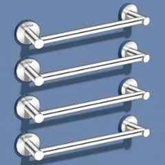 Plantex Towel Rod for Bathroom/12 inch Towel Bar/Towel Holder/Towel Hanger for Home/Bathroom Accessories (Pack of 4) Chrome