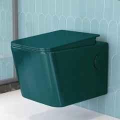 Plantex Platinum Ceramic Wall Hung Commode/P Trap Western Commode for Toilet/Rim Washdown Western Toilet with Soft Close Toilet Seat Cover- Palm