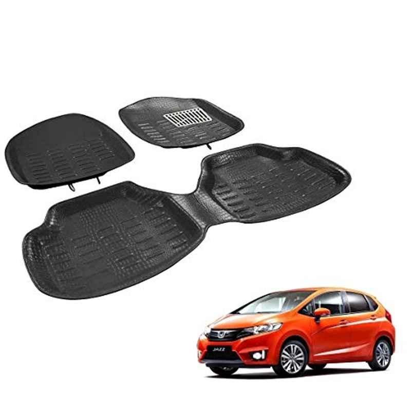 Kozdiko Thermoplastic Elastomer Black 3D Car Floor Mat Set for Honda Jazz 2015