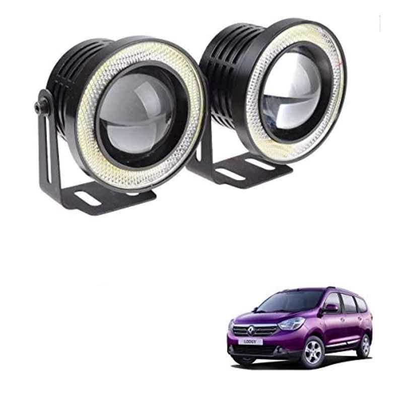 Kozdiko 2 Pcs 15W 3.5 inch High Power White LED Projector COB Fog Light Set with White Angel Eye Ring for Renault Lodgy, koz_89360