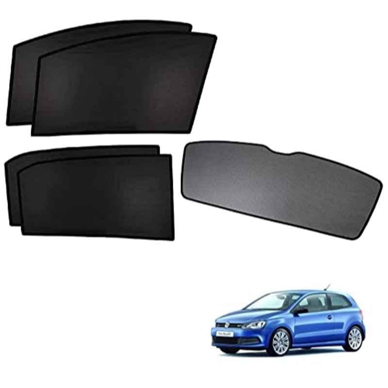 Kozdiko 5 Pcs Polyester Black Non Magnetic Window & Rear Sun Shades Set for Volkswagen Polo Gt