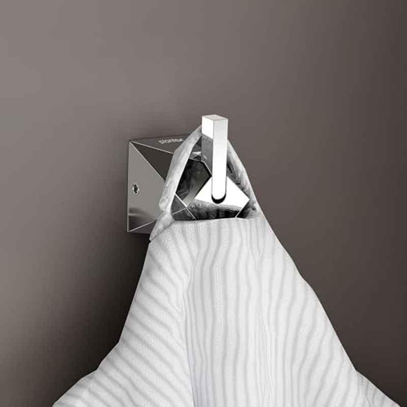 Plantex Robe Hook for Bathroom/Pure Brass Clothes Hanging Hook/Hook for Wall/Bathroom Accessories APS-ASC-04, Chrome