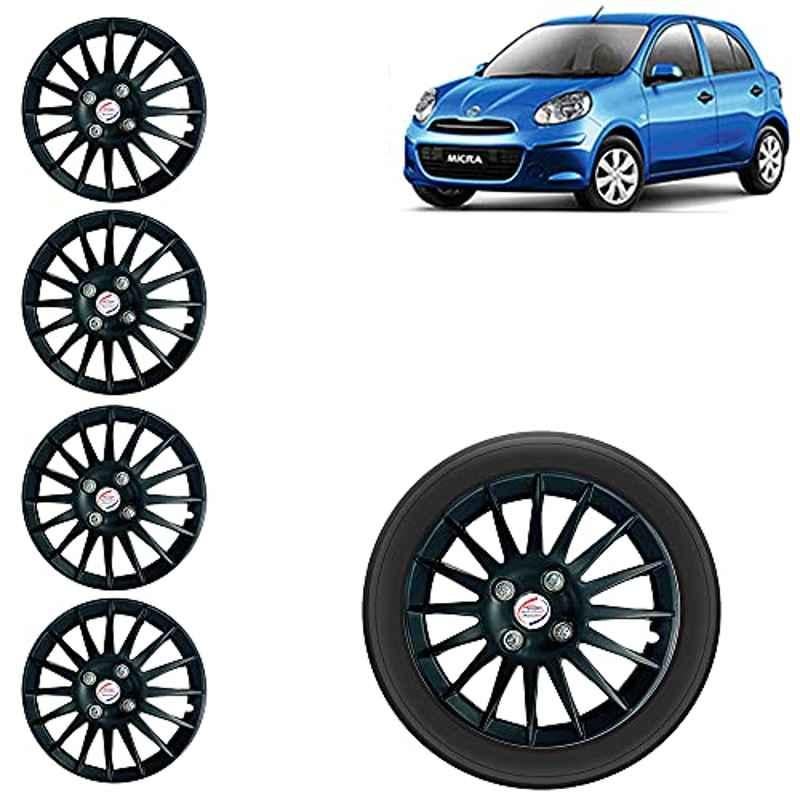 Auto Pearl 4 Pcs 14 inch ABS Black Car Wheel Cover Set Nissan Micra
