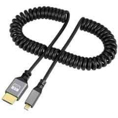Shield Plus 0.5m Black 4K Micro HDMI to HDMI Spiral Cable