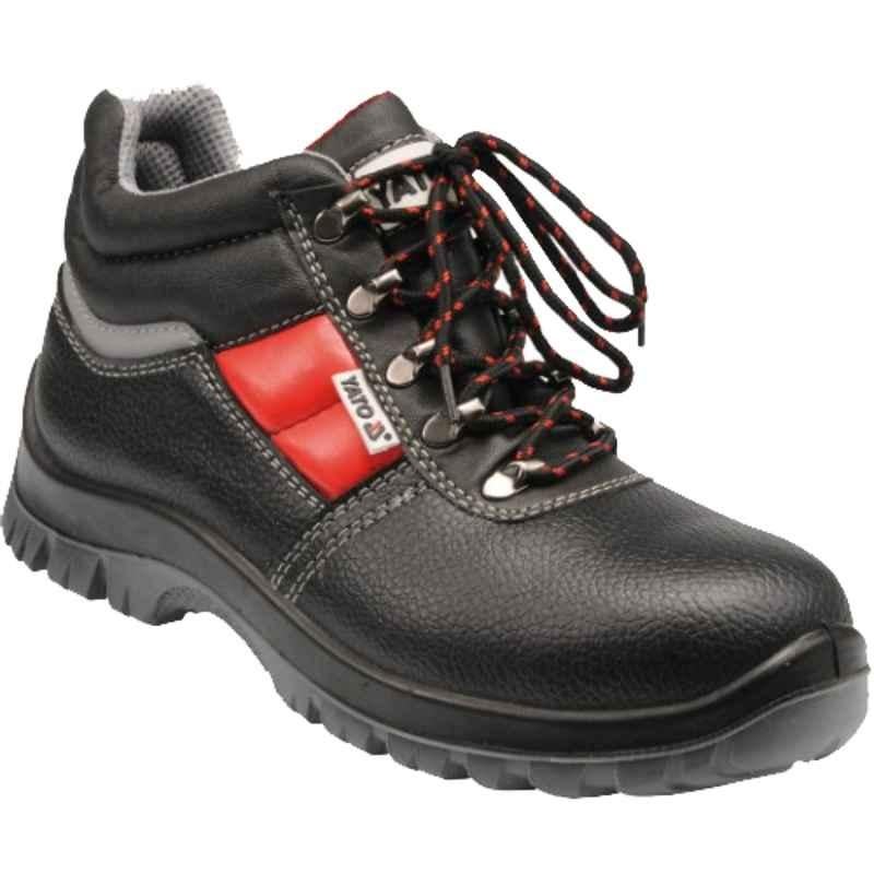 Yato Tolu Leather Middle Cut Steel Toe Black Safety Shoes, YT-80796, Size: 41
