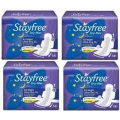 Stayfree 14 Pcs Dry Max All Night Ultra Dry Sanitary Pad Packet, Size: XL (Pack of 4)