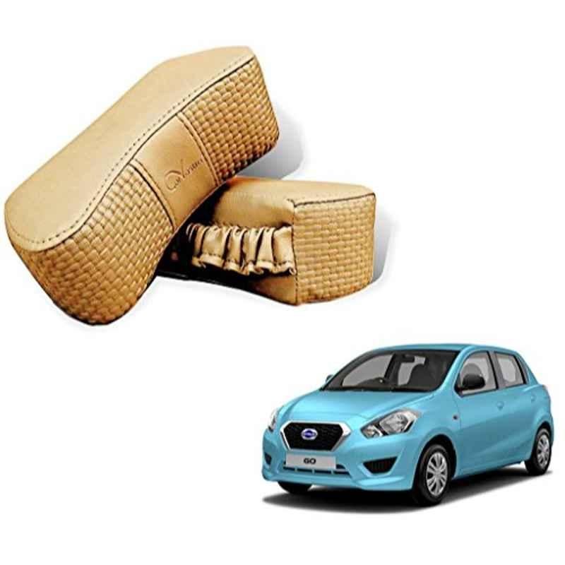 Kozdiko 2 Pcs Memory Foam Beige Neck Rest Cushion Pillow Set for Datsun Go, Koz-5165