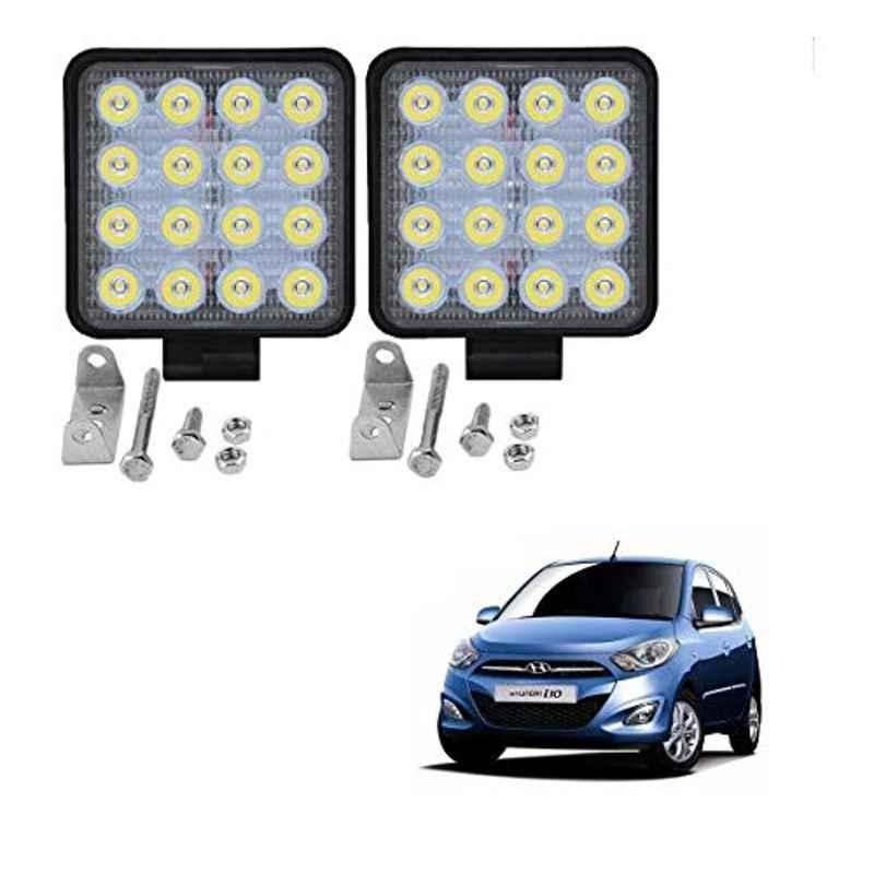 Kozdiko 2 Pcs 48W 16 LED White Bright Beam Square Fog Light Set for Hyundai i10, koz_92558