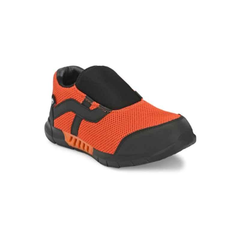 Eego Italy Leather Steel Toe Black & Orange Work Safety Shoes, Size: 6, WW-97