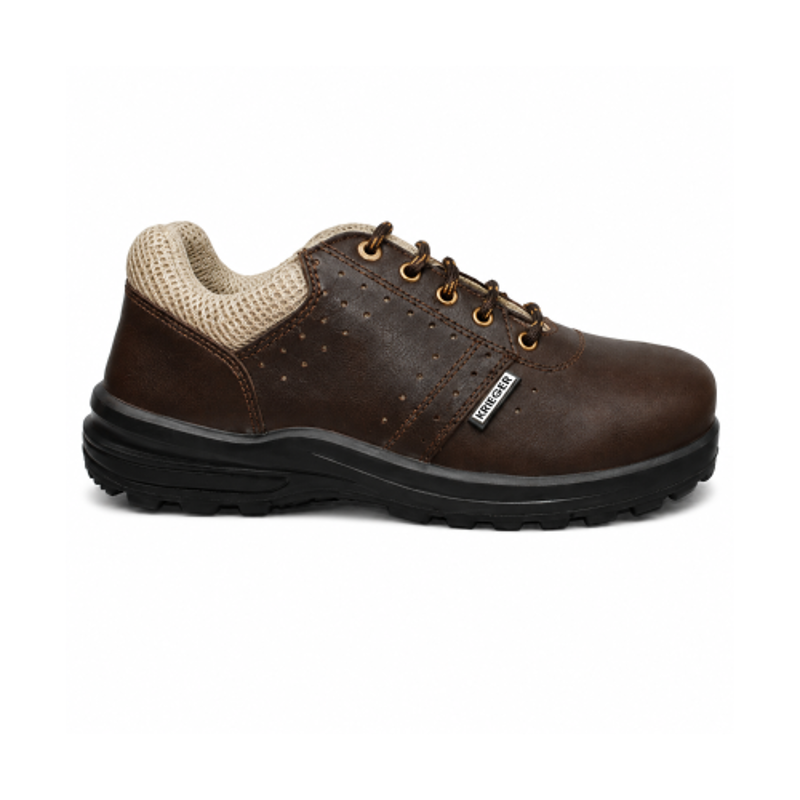 Krieger Leather Dark Brown Low Ankle Steel Toe High Performance Work Safety Shoes, KR 2001, Size:10
