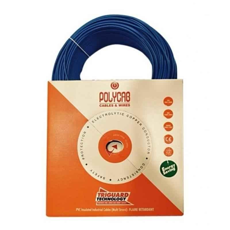Polycab 6 Sqmm 90m Blue Single Core FRLF Multistrand PVC Insulated Unsheathed Industrial Cable