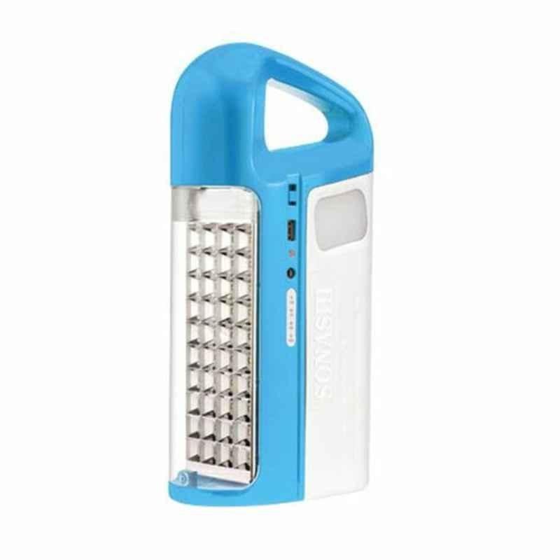 Sonashi 220-240 VAC Blue Rechargeable 3 Side Emergency Lantern with Solar Panel, SEL-697SP