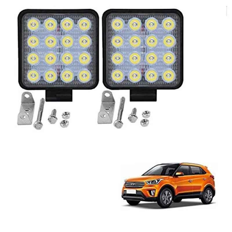 Kozdiko 2 Pcs 48W 16 LED White Bright Beam Square Fog Light Set for Hyundai Creta, koz_92613