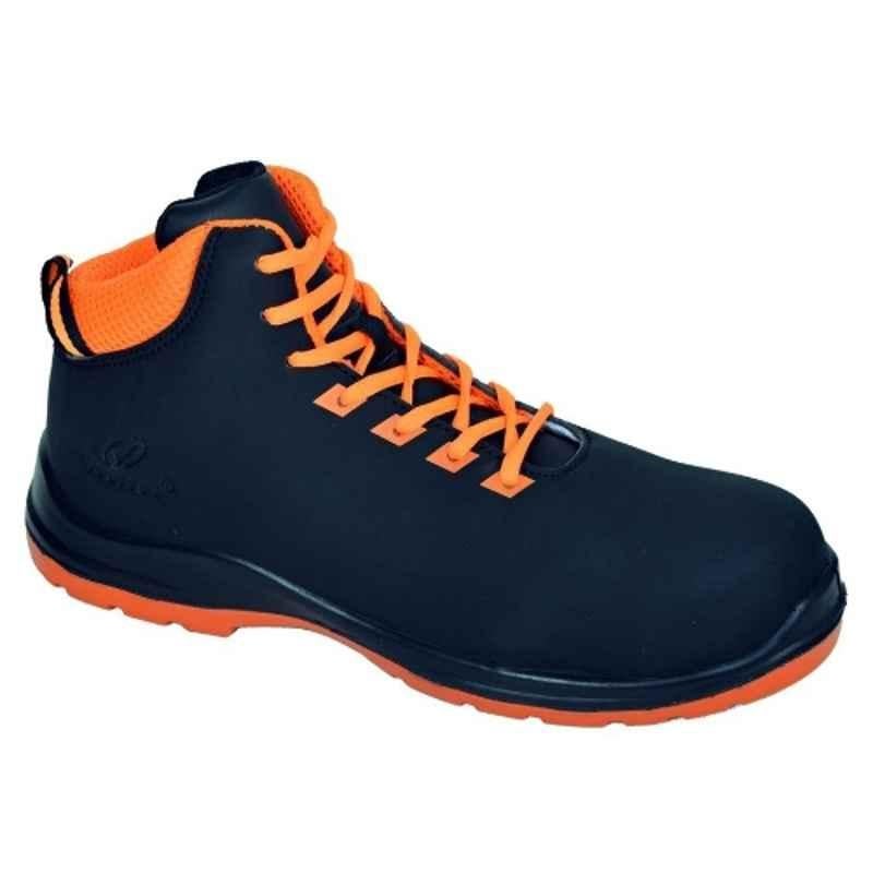 Vaultex FJV Leather Black & Neon Orange Safety Shoes, Size: 43