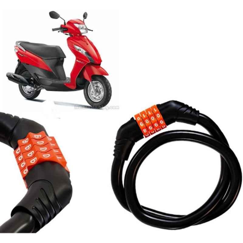Auto Pearl Black & Orange 4 Digit Anti-Theft Combination Number Lock for Let's