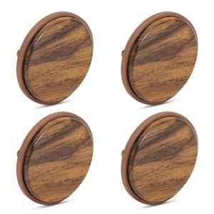 Plantex Knobs for Drawer/Round Drawer Knobs/Knobs for Cabinets/Pull-Push Knobs for Kitchen/Bedroom Drawer (Pack of 4) Big, Rose Gold & Wood