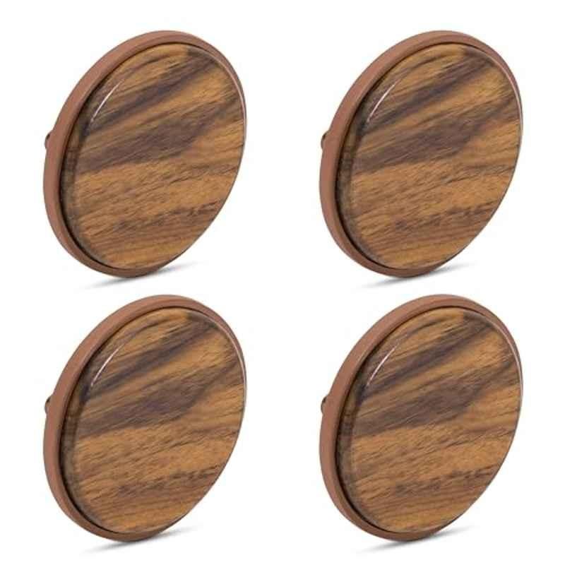 Plantex Knobs for Drawer/Round Drawer Knobs/Knobs for Cabinets/Pull-Push Knobs for Kitchen/Bedroom Drawer (Pack of 4) Big, Rose Gold & Wood