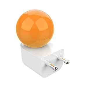 Fybros Bloom 0.5W Polycarbonate Orange Round LED Night Bulb with Plug & Play, FLS5296A