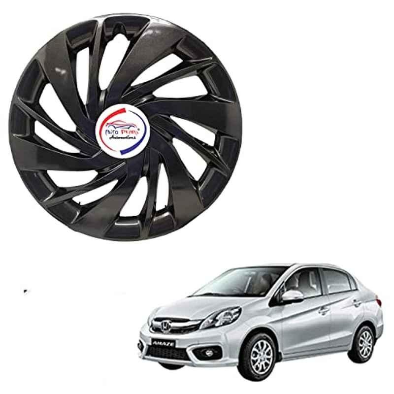 Auto Pearl 4 Pcs 14 inch ABS Black ER08 Hubcap Wheel Cover Set with Retention Ring for Honda Amaze Type 2