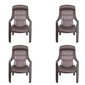 Nilkamal Weekender Plastic Brown Outdoor Chair, (Pack of 4)