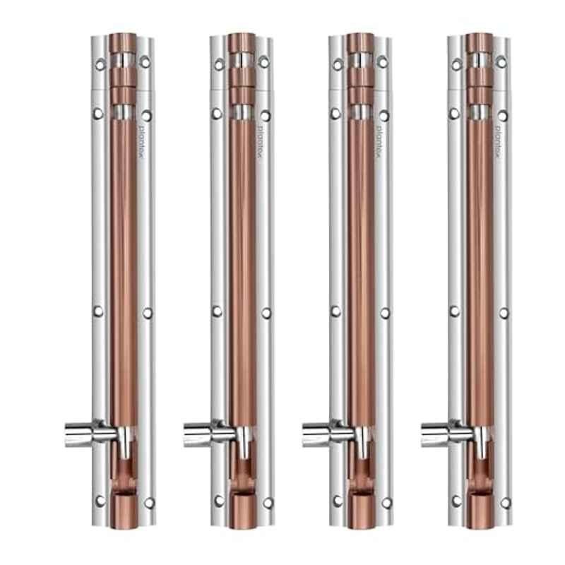 Plantex Stainless Steel 8 inch Tower Bolt/Tower Bolt for Home, Offices Doors & Windows/Tower Bolt for Main Door/Door Latch/Chitakini/Door Latch for Windows - Pack of 4 (Rose Gold & Chrome)