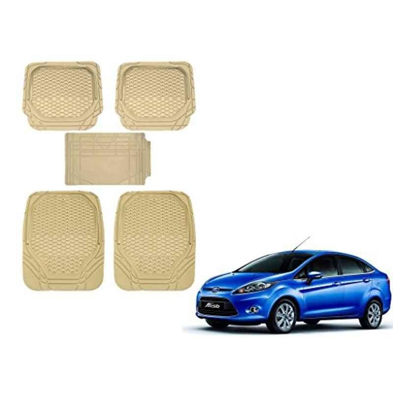 Kozdiko 5 Pcs 8855TW Beige Car Foot Mat Set for Ford Fiesta, koz_41291