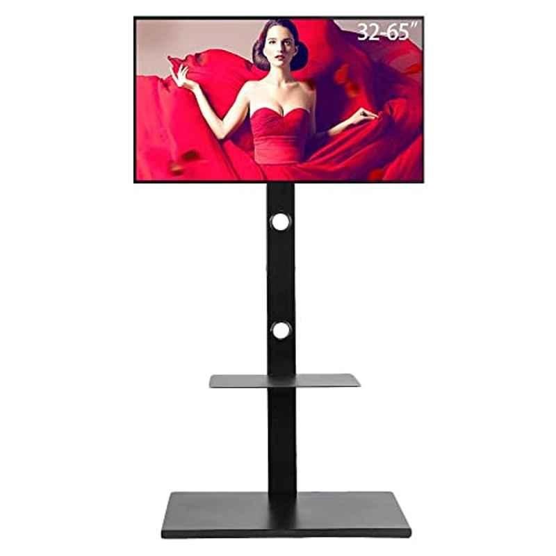 Rubik 66 lbs 5cm Black Floor TV Stand Mount with Shelves Support