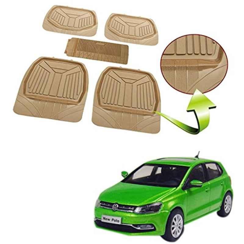Kozdiko 5 Pcs Rubber Beige 3G Rubber Mat Set for Volkswagen Polo Exquisite