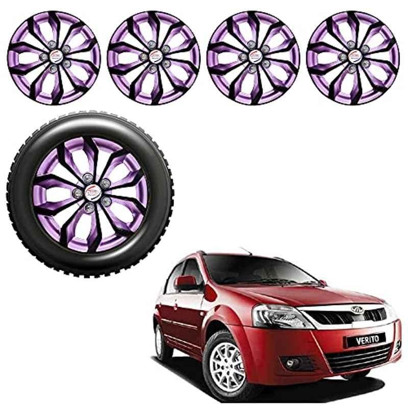 Auto Pearl 4 Pcs 14 inch ABS Black & Violet Car Wheel Cover Set for Mahindra Verito