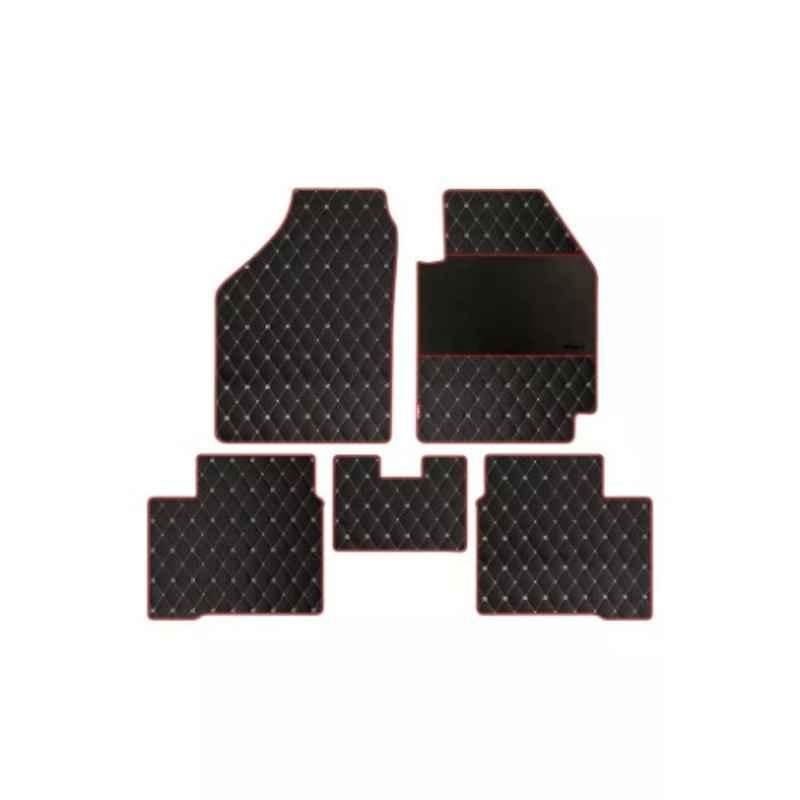 Elegant Luxury Leatherette Black & Red Carpet Car Mat Set for Skoda Superb 2016 Onwards