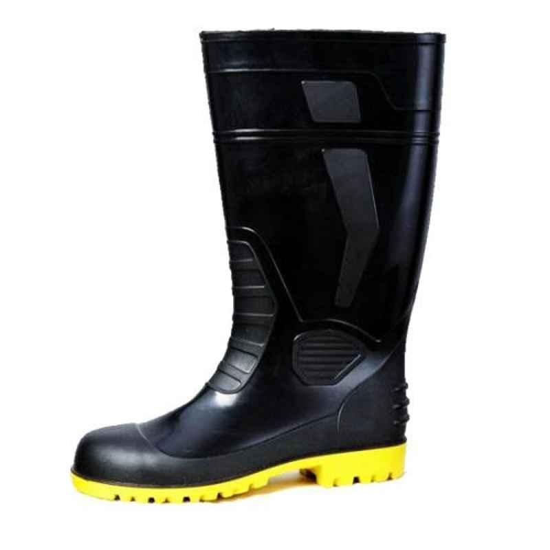 Neosafe Atlantic-15 PVC Steel Toe Black & Yellow Work Gumboots, Size: 6